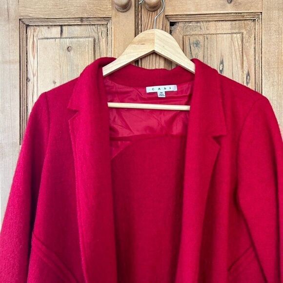 CAbi Medium Red Boiled Wool Cardigan - Picture 2 of 12